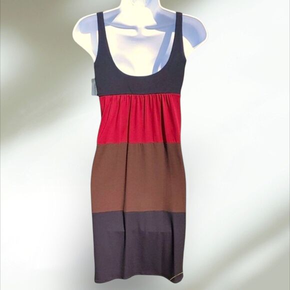 Maggy London Black Red Brown Colorblock Sleeveless Sheath Dress Womens 4 NWT - Picture 3 of 8